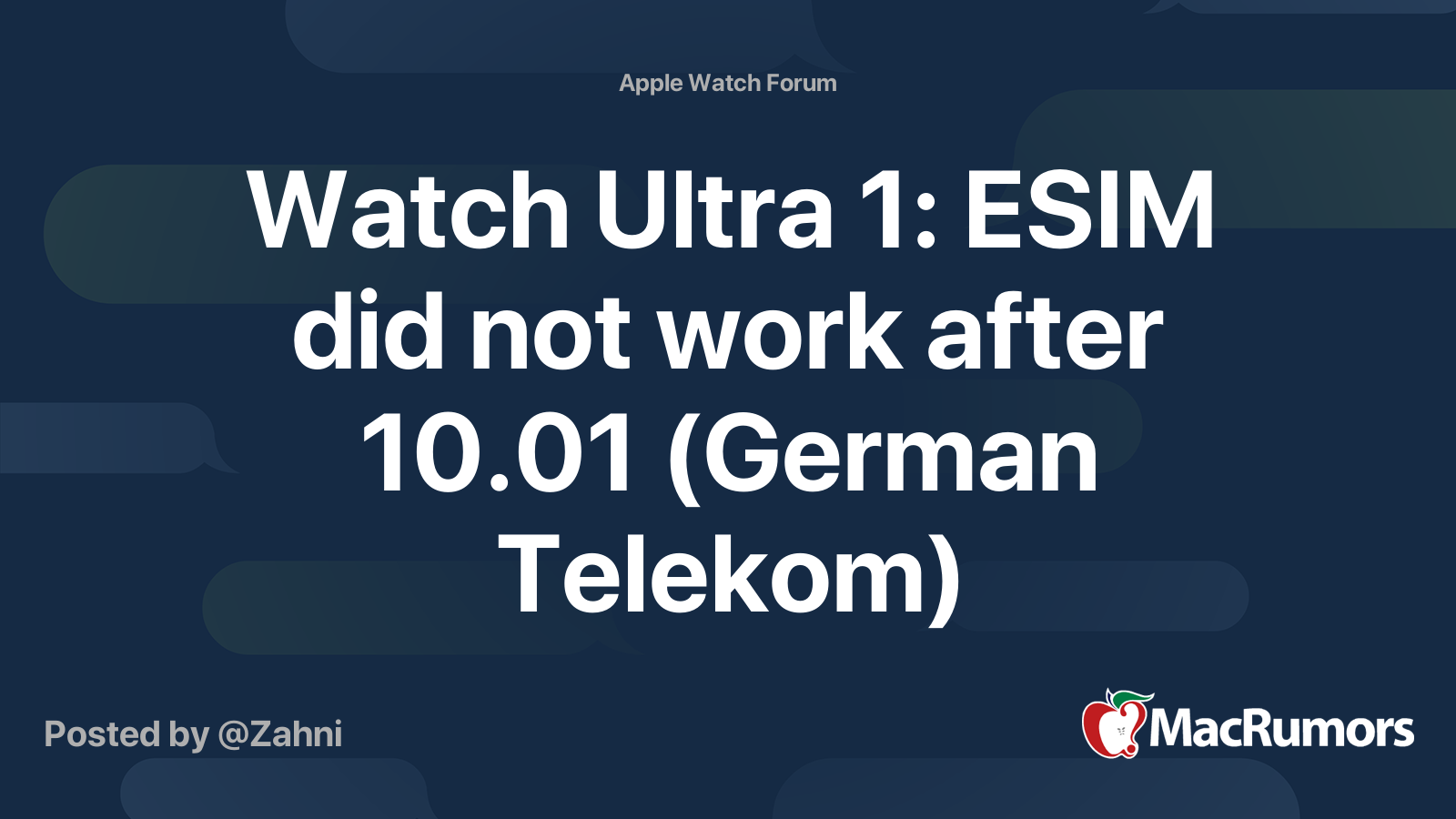 Watch Ultra 1 ESIM did not work after 10.01 German Telekom