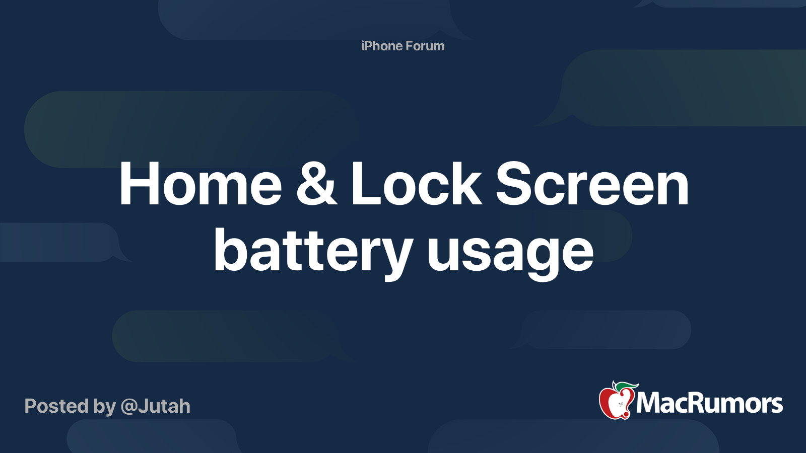 Home & Lock Screen battery usage MacRumors Forums