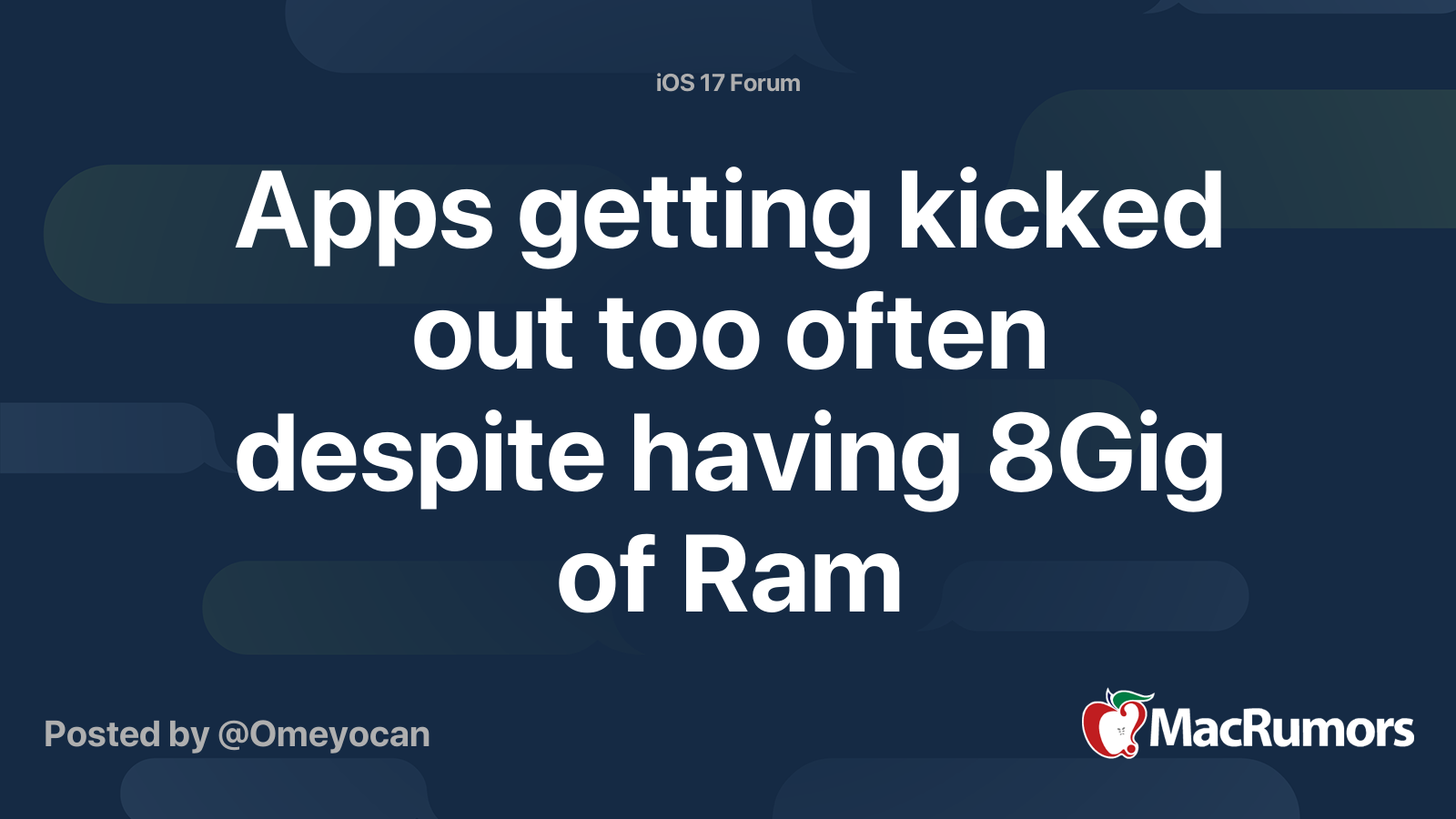 Apps getting kicked out too often despite having 8Gig of Ram ...