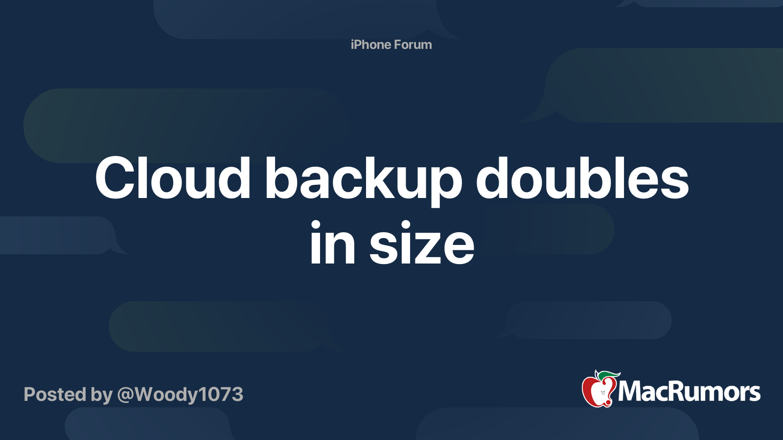 Cloud backup doubles in size | MacRumors Forums