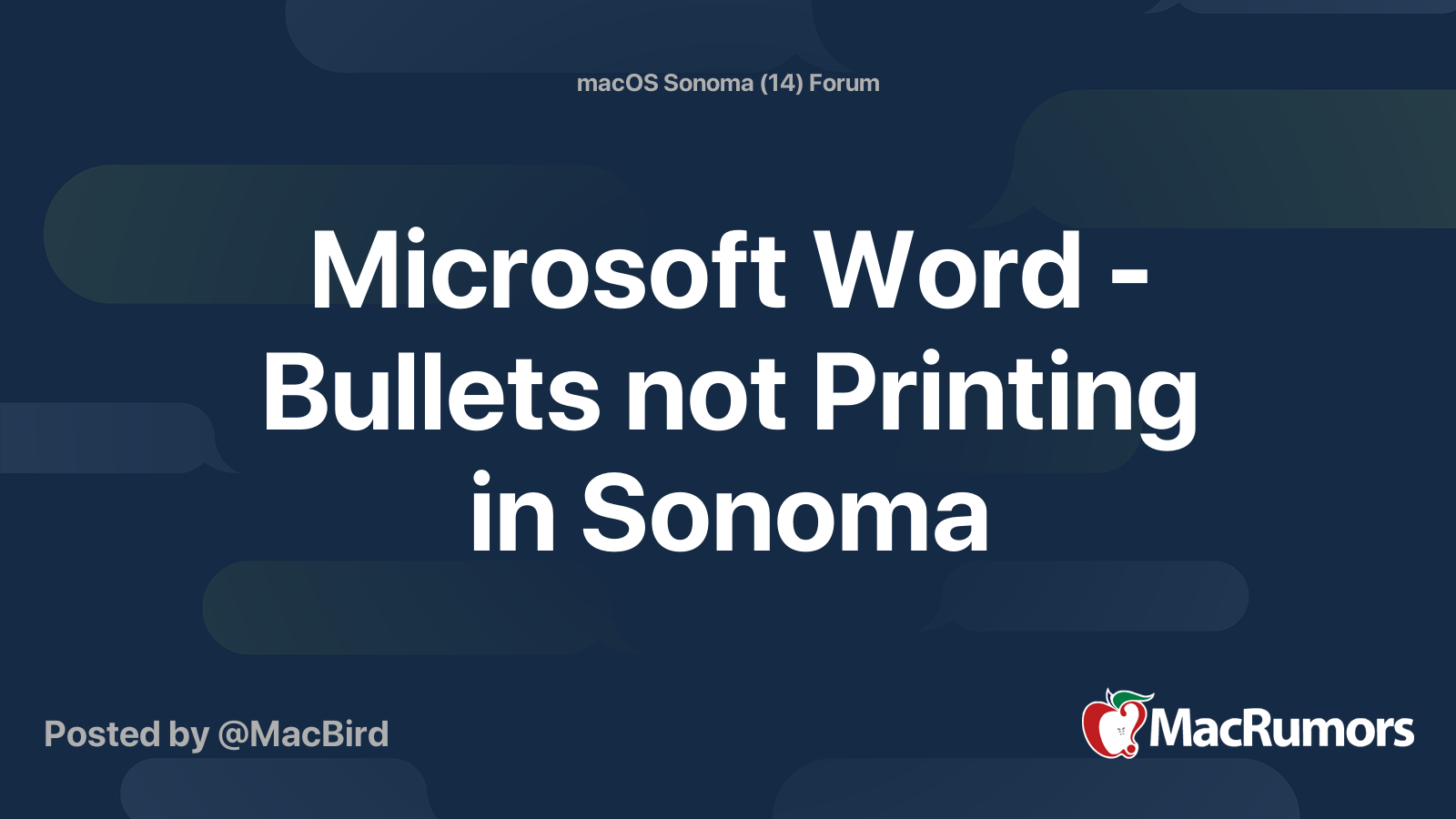 Microsoft Word Bullets not Printing in Sonoma MacRumors Forums