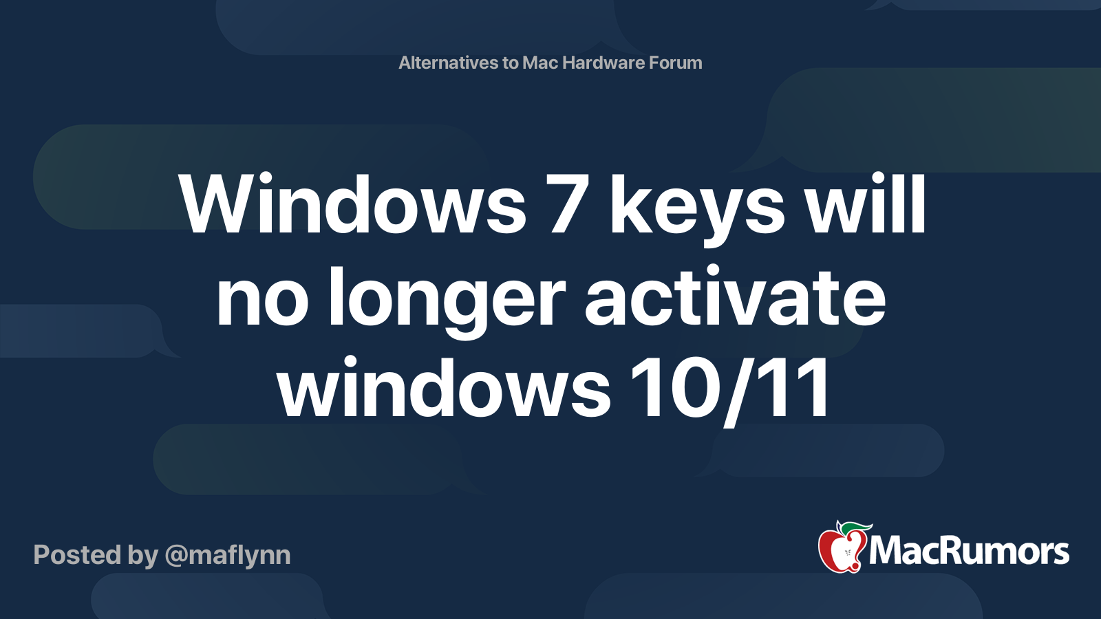 Windows 7 keys will no longer activate windows 10/11 MacRumors Forums