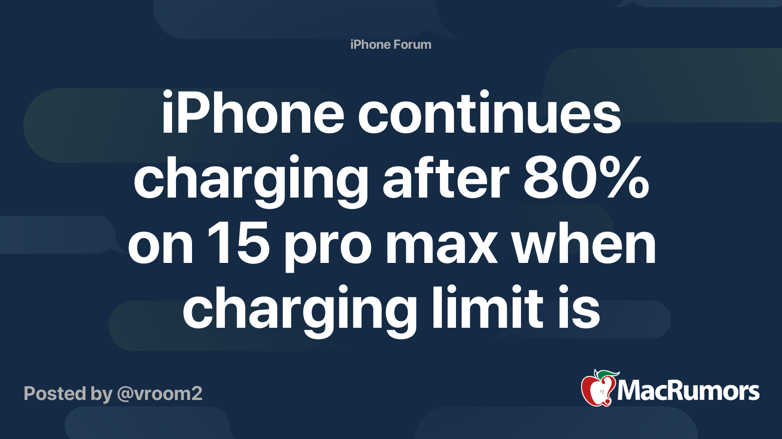 iPhone continues charging after 80% on 15 pro max when charging 