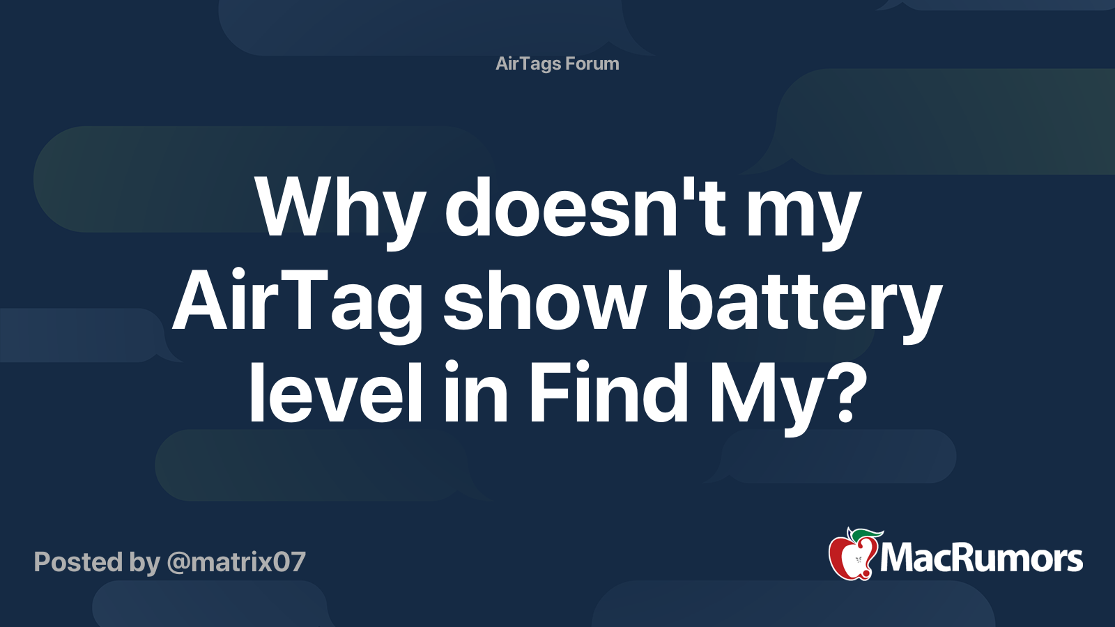 Why doesn't my AirTag show battery level in Find My? MacRumors Forums