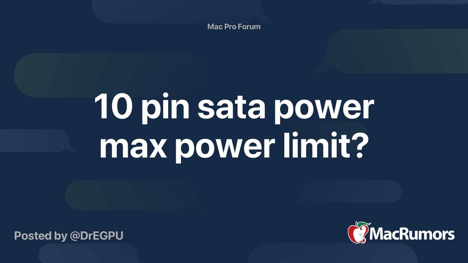 10 pin sata power max power limit? MacRumors Forums