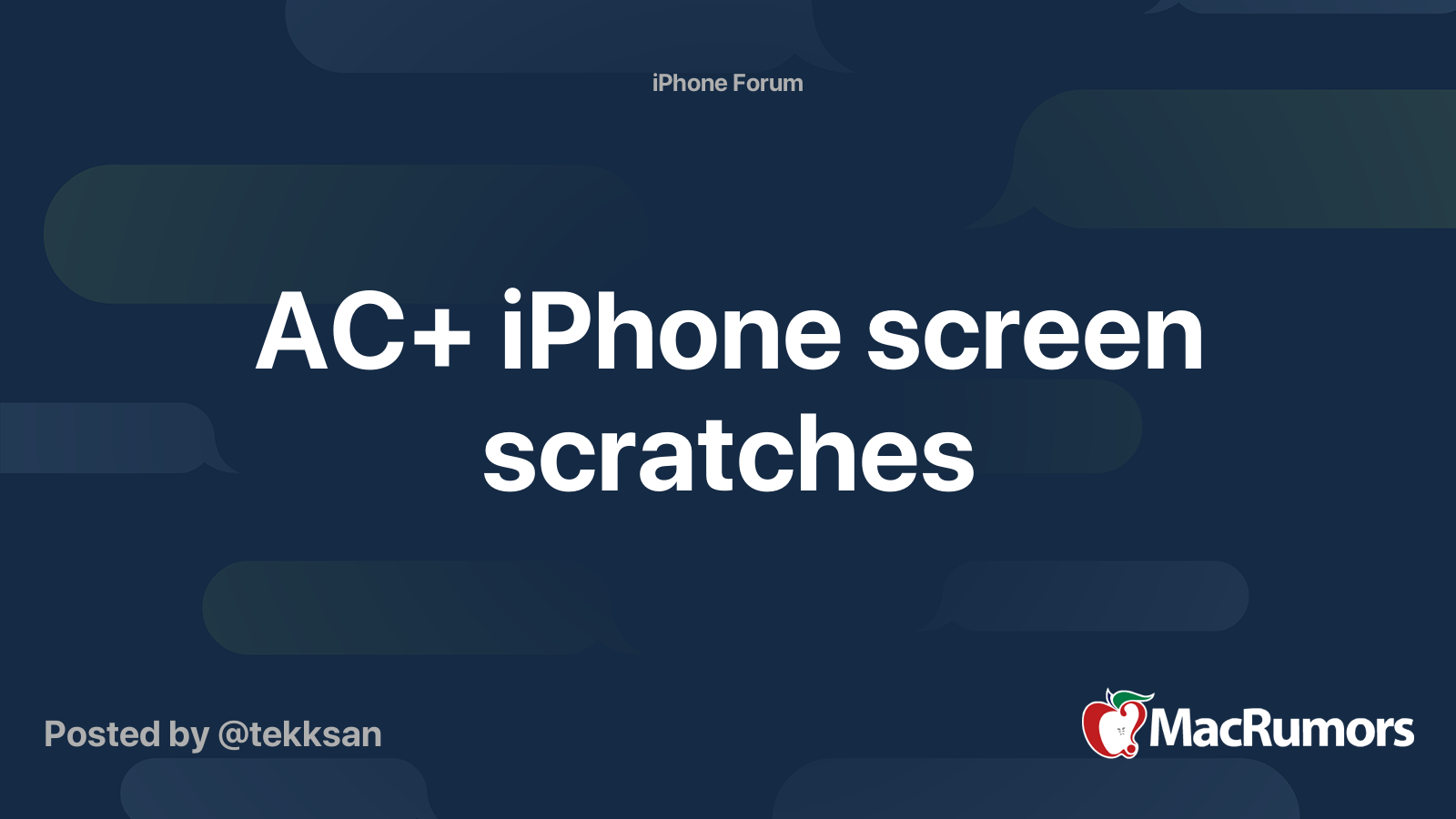 AC+ iPhone screen scratches | MacRumors Forums