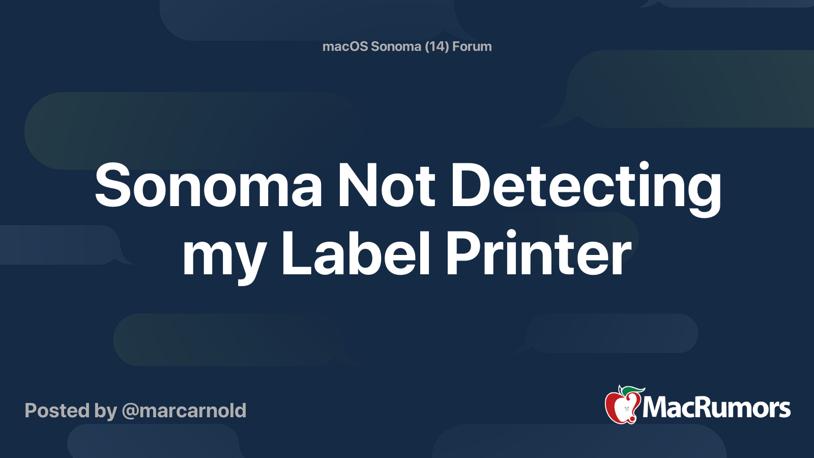 Sonoma Not Detecting my Label Printer MacRumors Forums