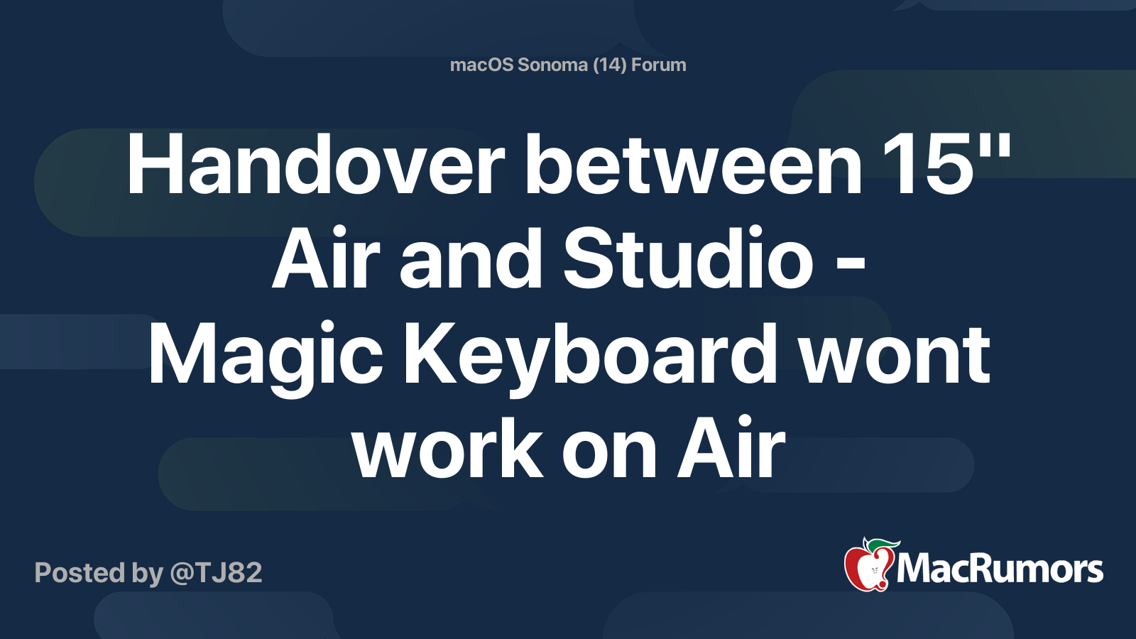 Handover between 15 air and studio magic keyboard wont work on air