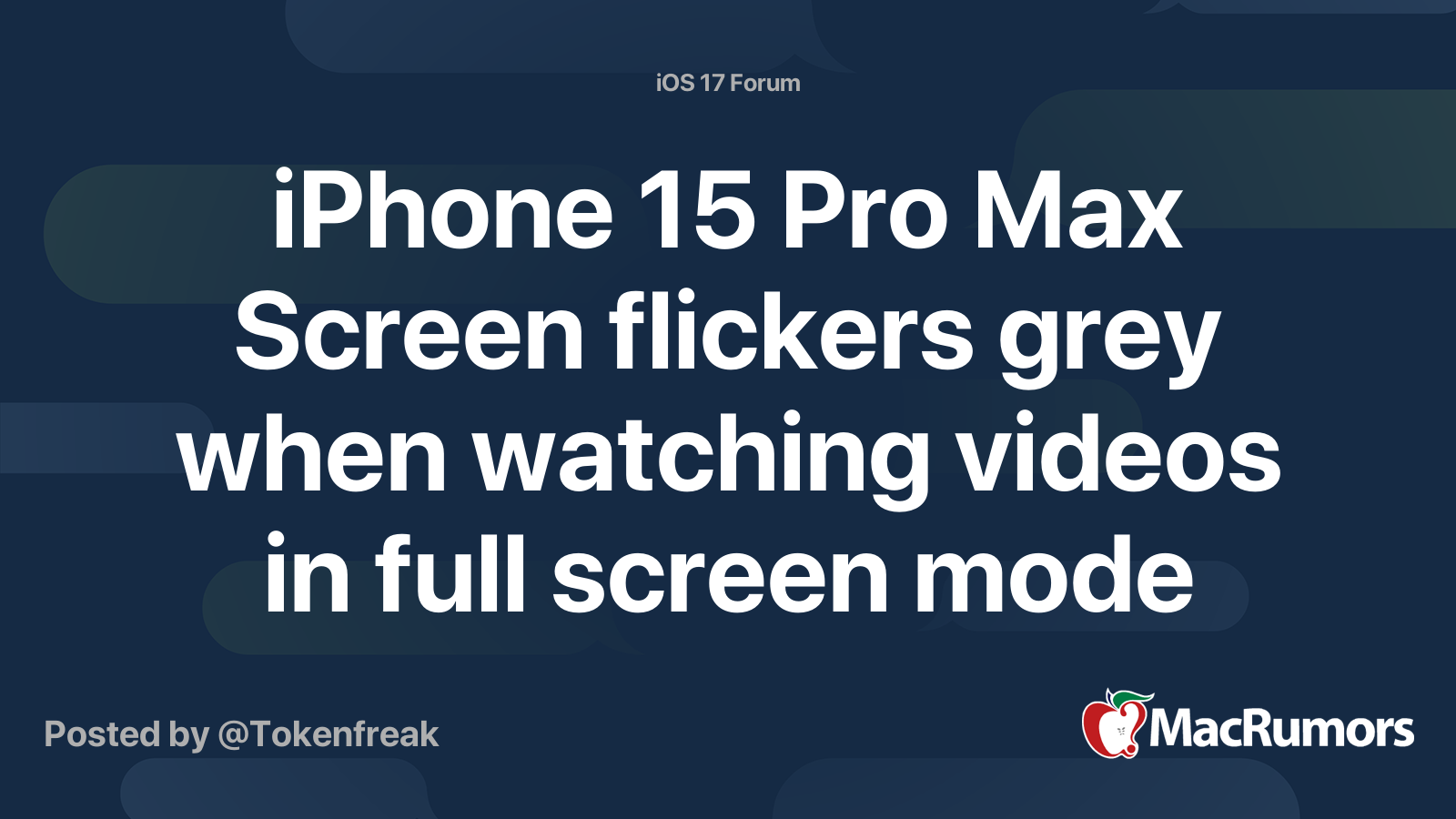 iPhone 15 Pro Max Screen flickers grey when watching videos in full