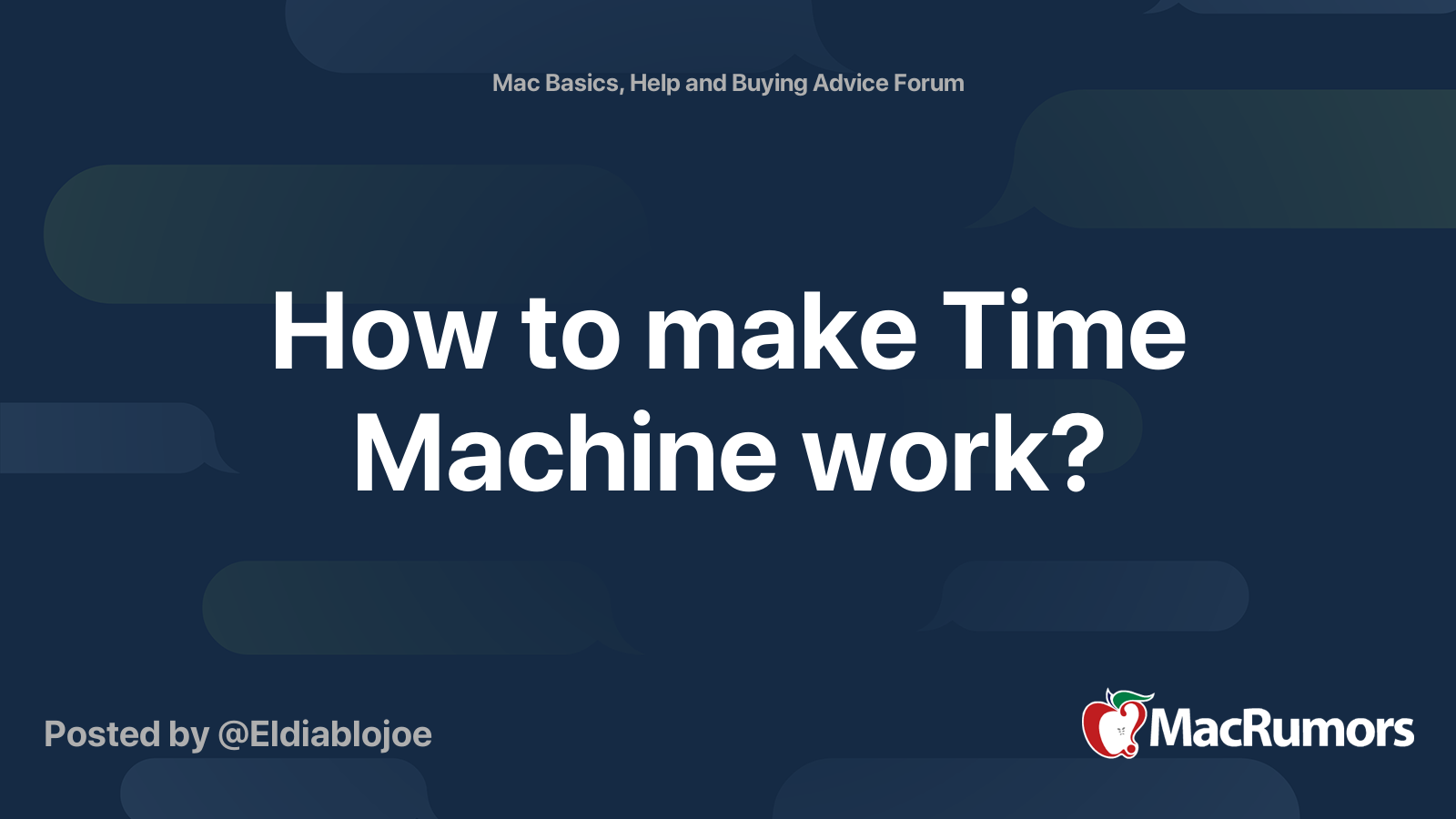 How to make Time Machine work? MacRumors Forums