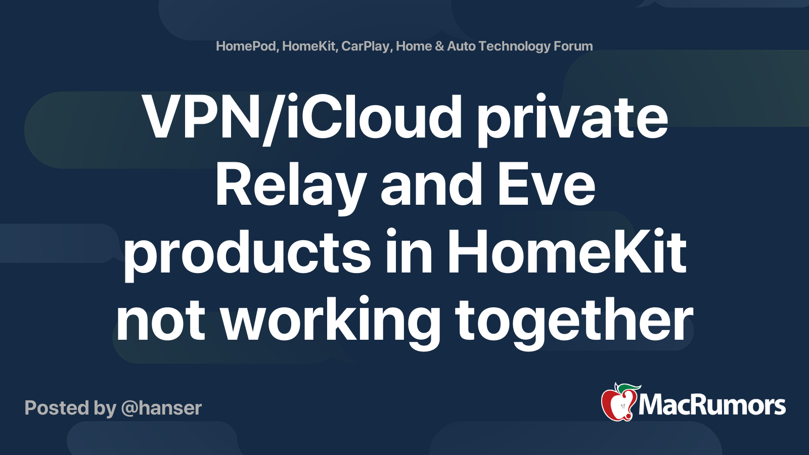 VPN/iCloud private Relay and Eve products in HomeKit not working