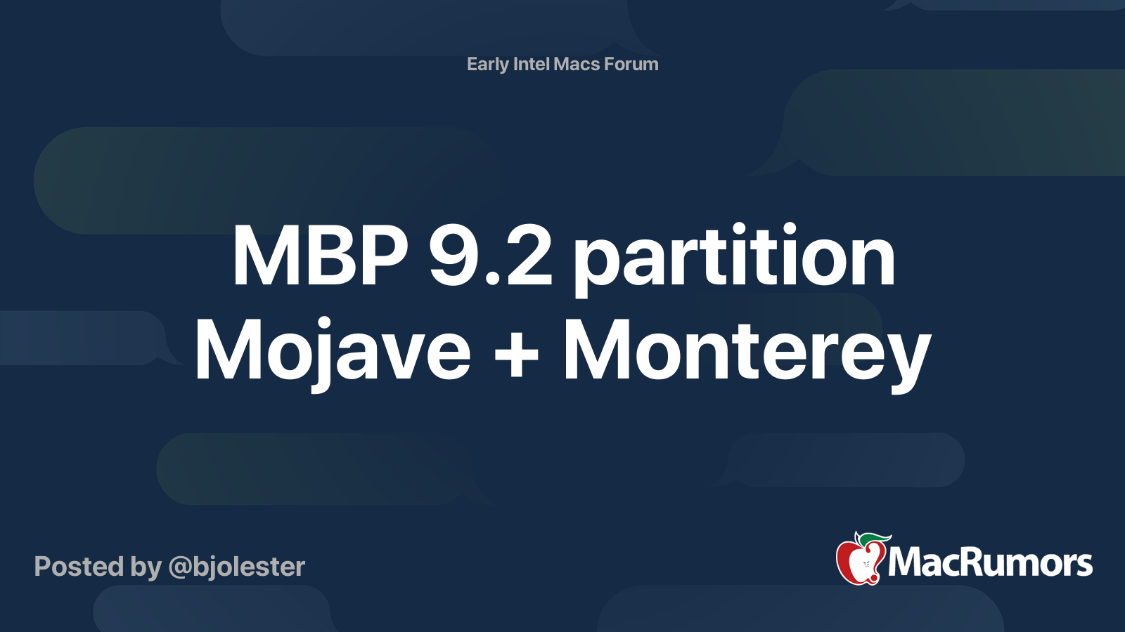 MBP 9.2 partition Mojave + Monterey | MacRumors Forums