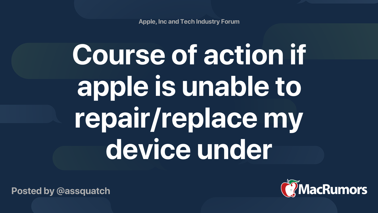 Course of action if apple is unable to repair/replace my device under