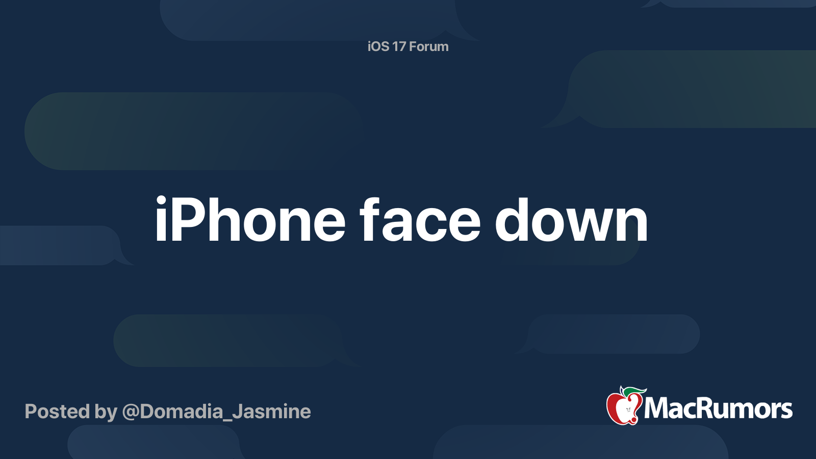 iPhone face down MacRumors Forums