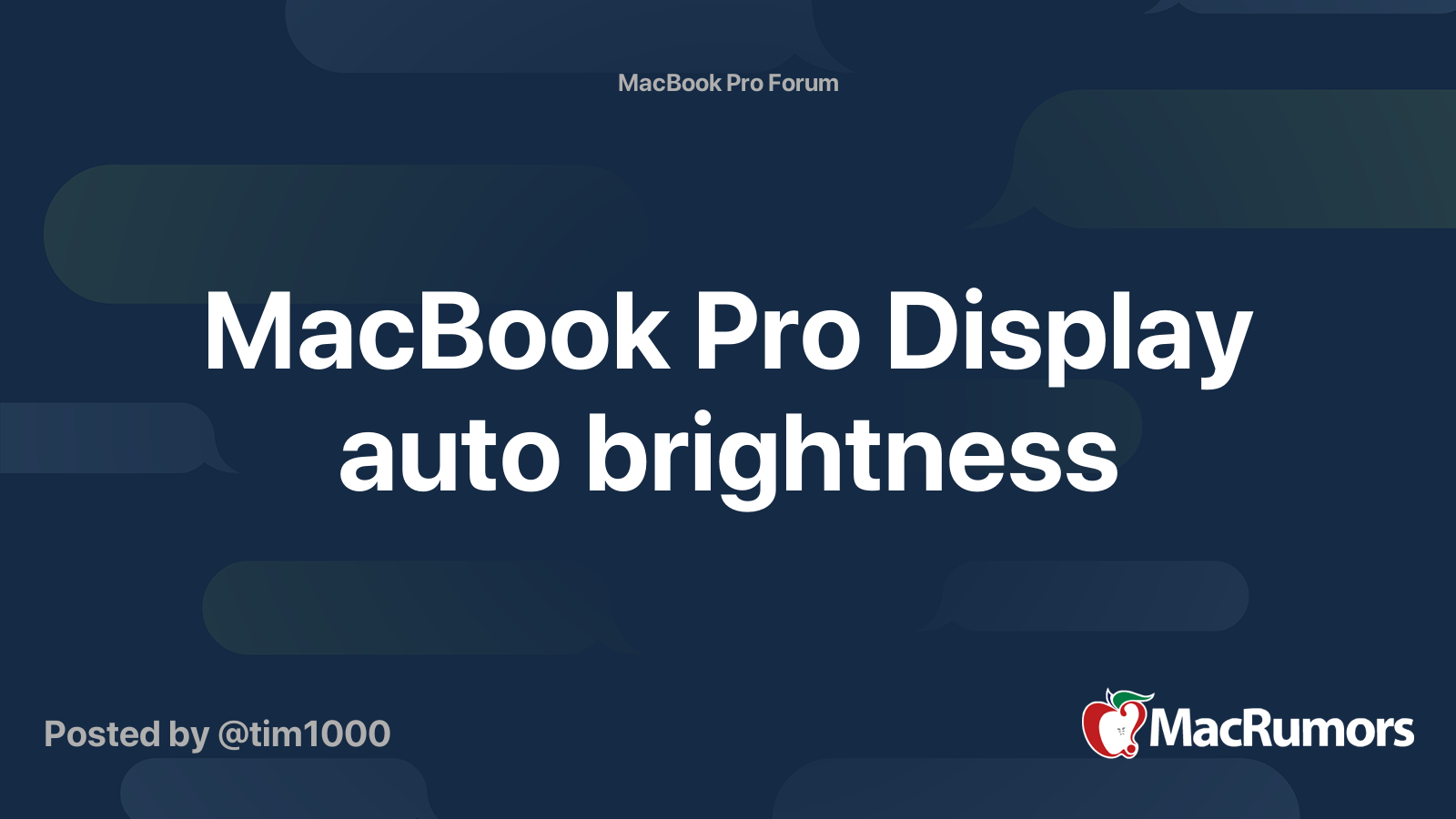MacBook Pro Display auto brightness MacRumors Forums