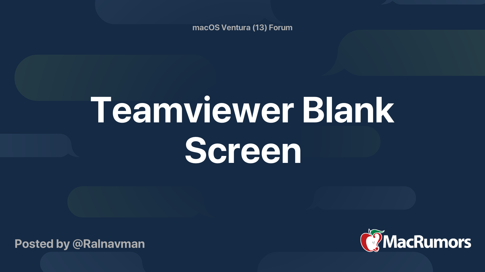 Teamviewer Blank Screen MacRumors Forums