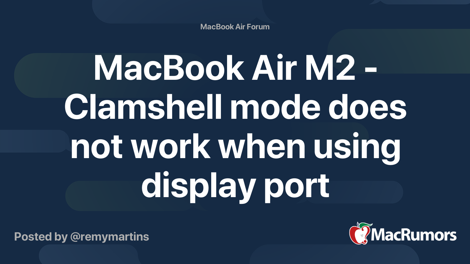 MacBook Air M2 Clamshell mode does not work when using display port