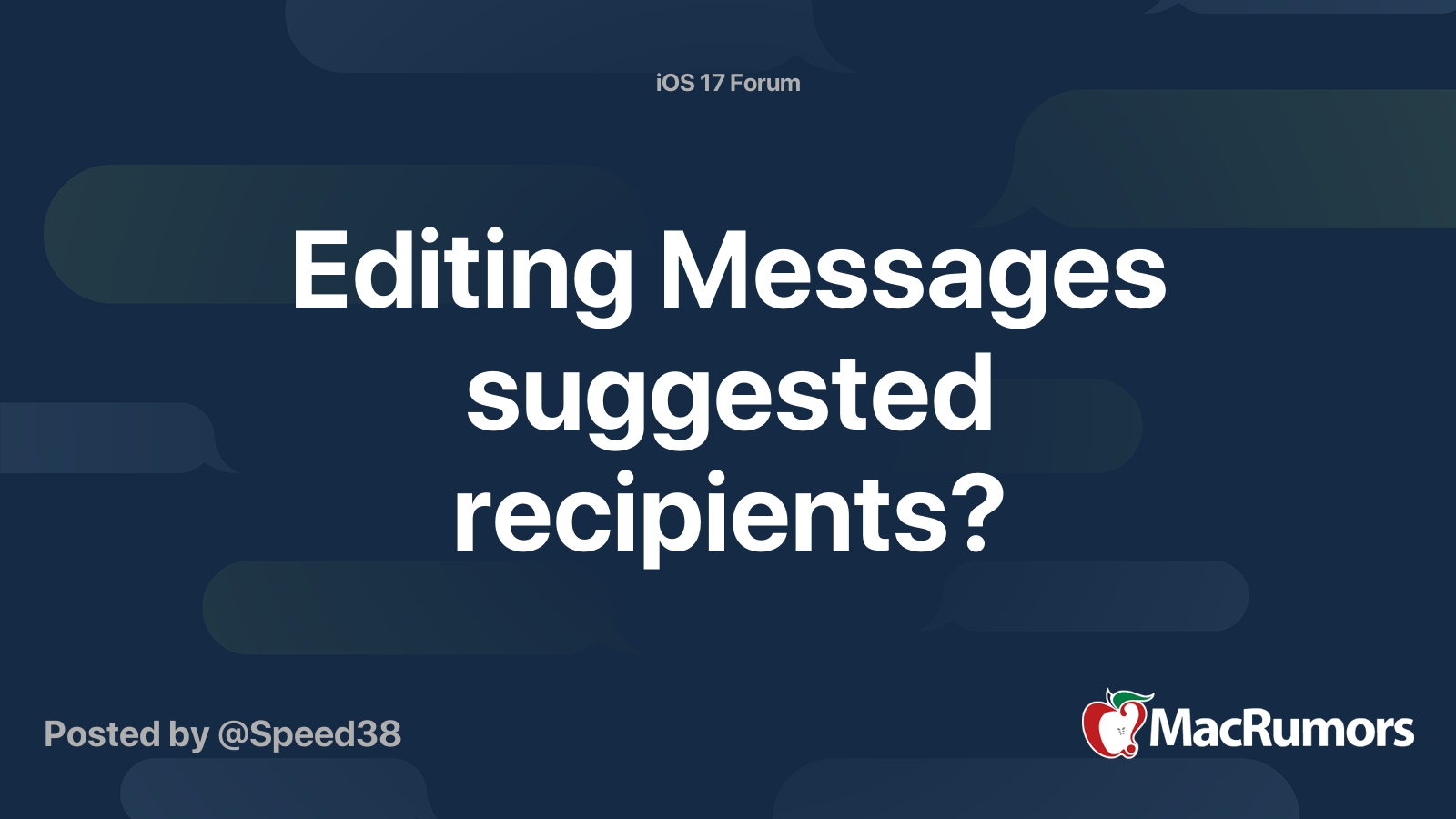 Editing Messages suggested recipients? | MacRumors Forums