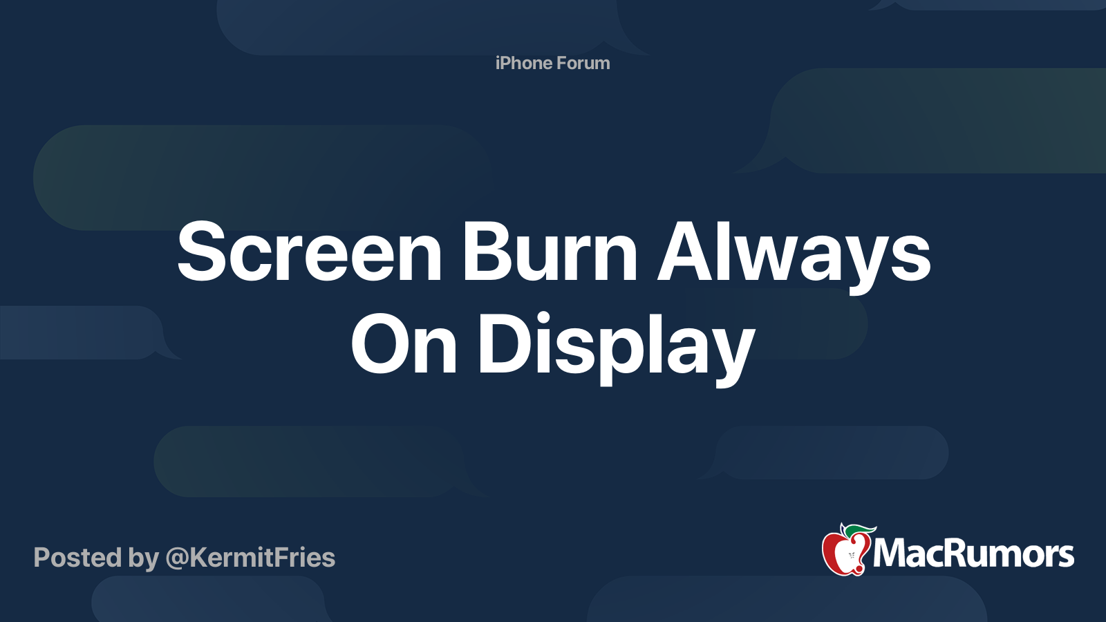 Screen Burn Always On Display MacRumors Forums