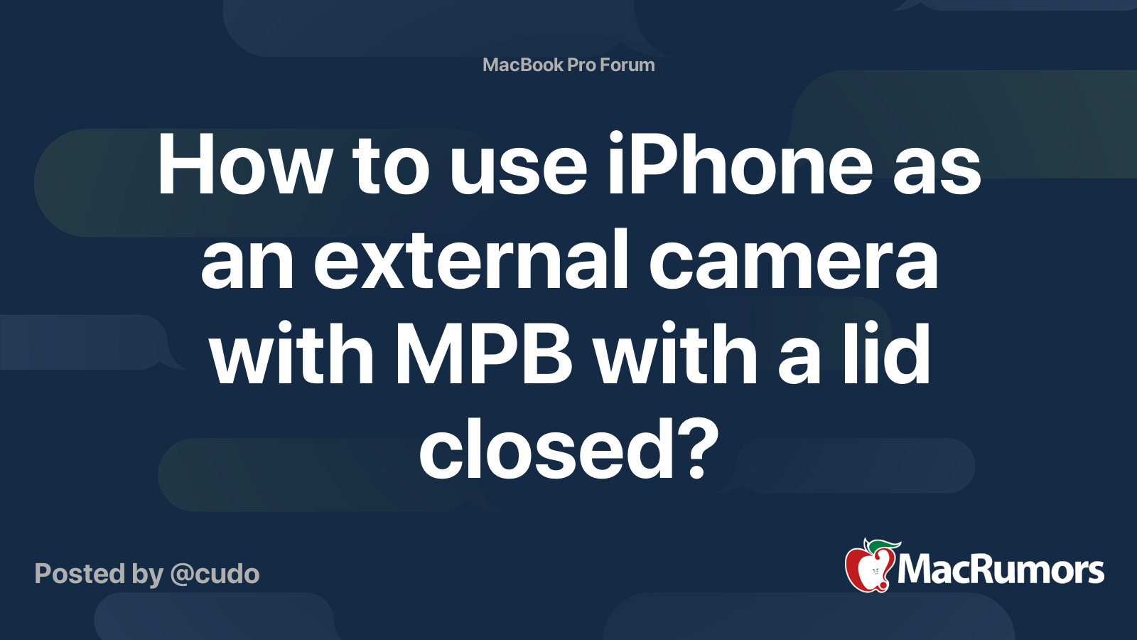 How to use iPhone as an external camera with MPB with a lid closed