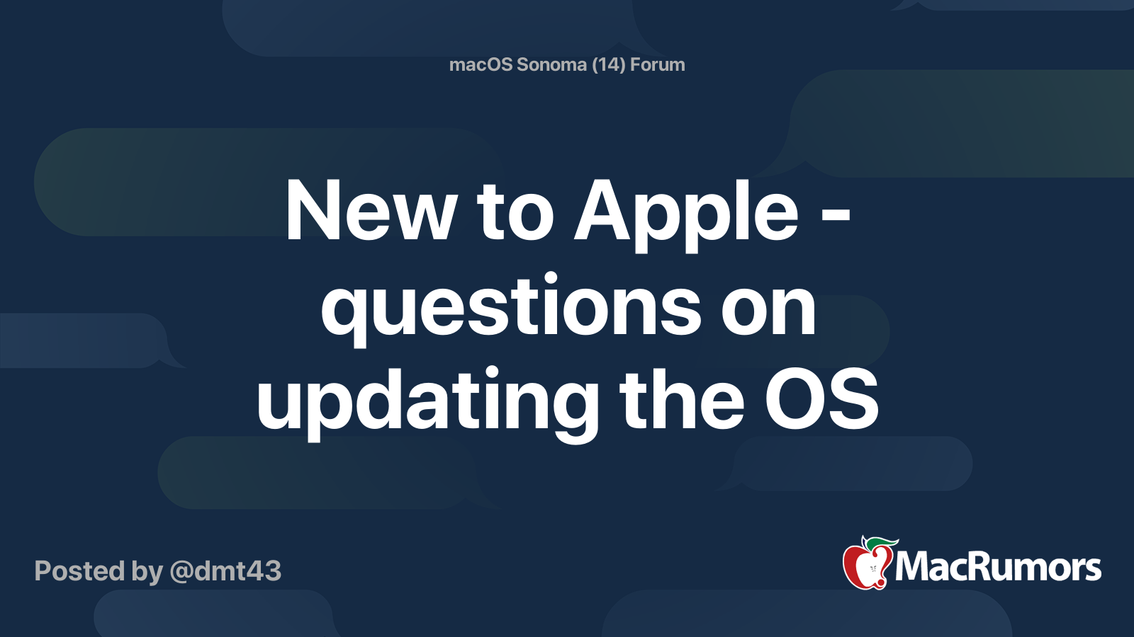 New to Apple questions on updating the OS MacRumors Forums