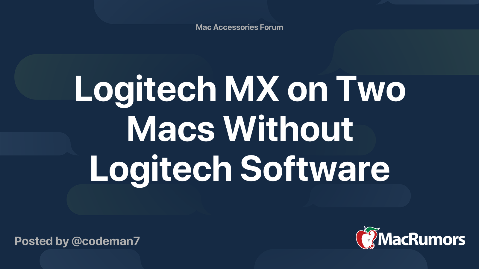 Logitech MX on Two Macs Without Logitech Software MacRumors Forums