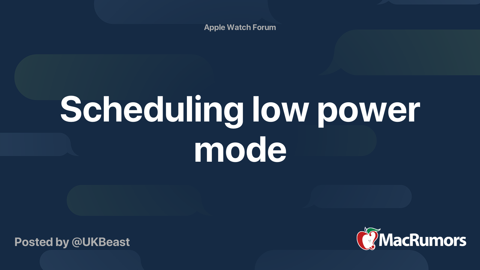 Scheduling low power mode MacRumors Forums