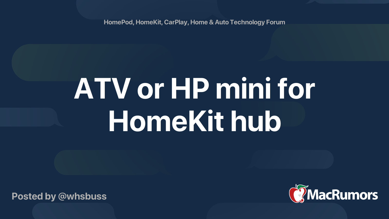 ATV or HP mini for HomeKit hub MacRumors Forums