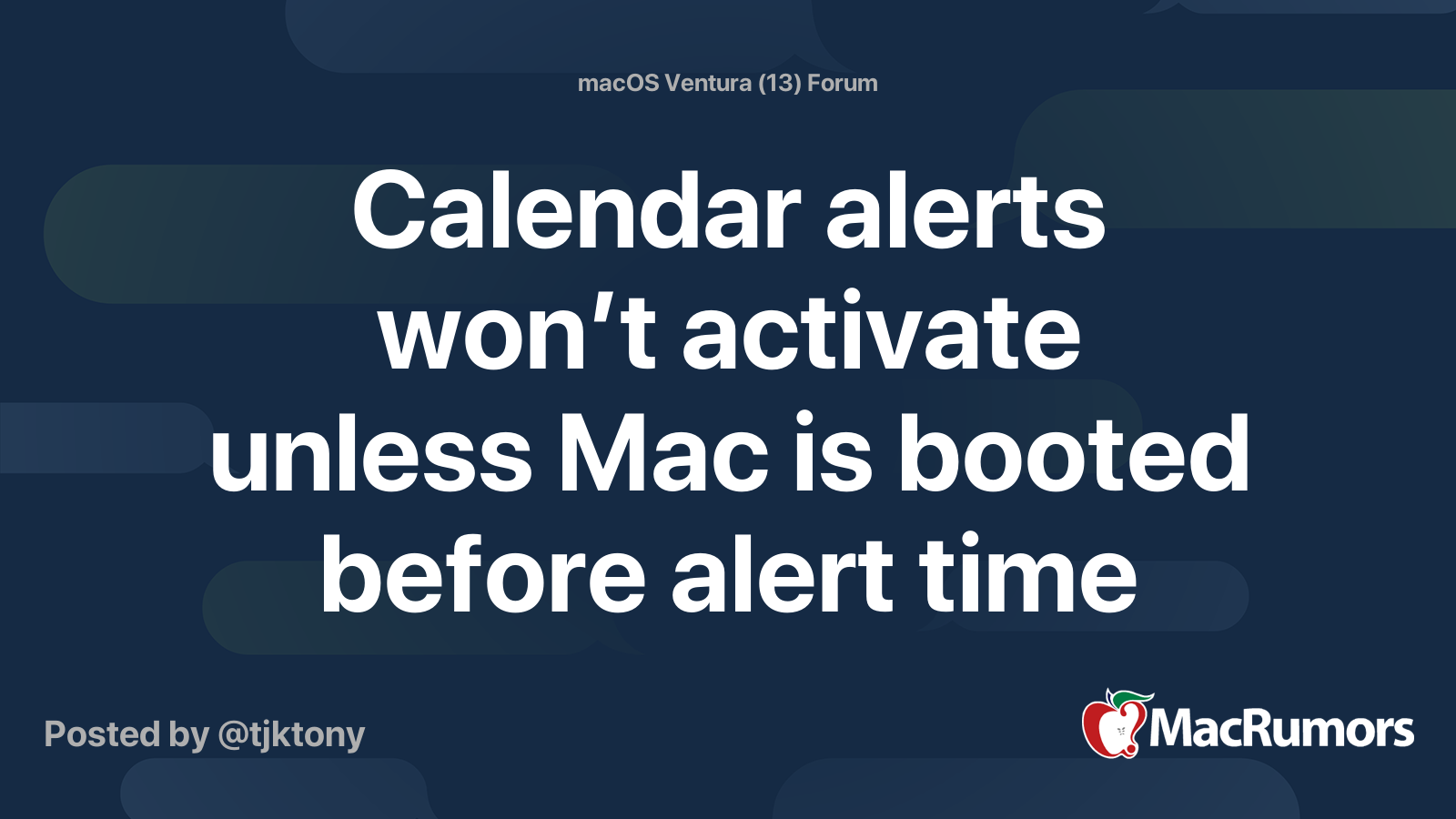 Calendar alerts won’t activate unless Mac is booted before alert time