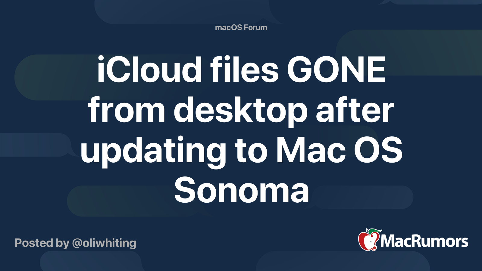 Les fichiers iCloud GONE du bureau après la mise à jour vers Mac OS Sonoma