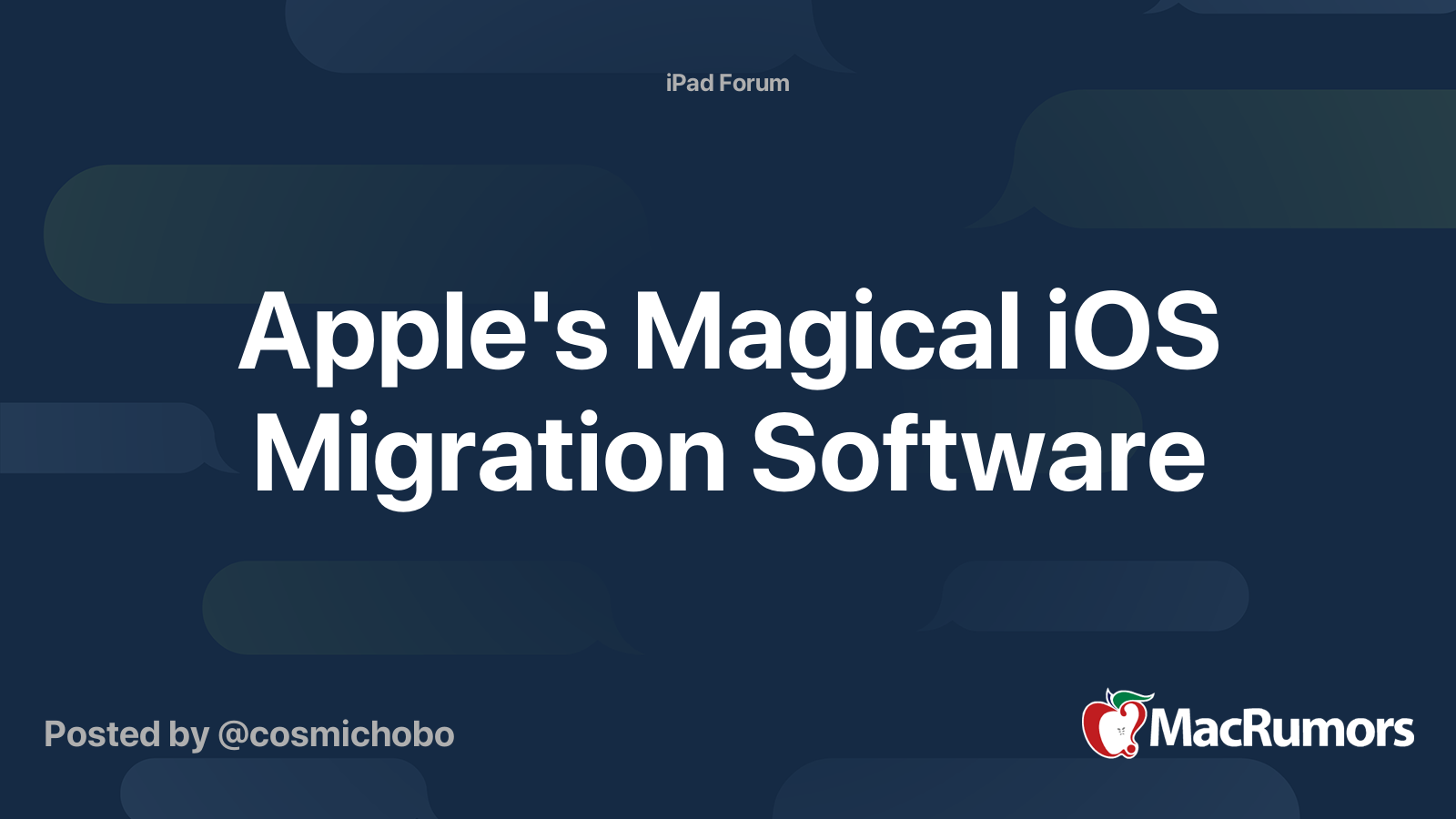 Apple's Magical iOS Migration Software | MacRumors Forums
