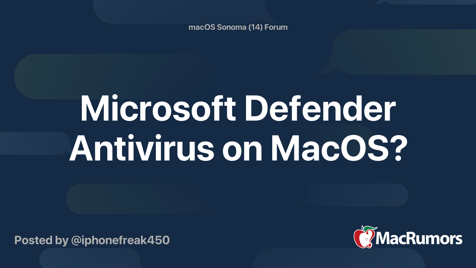 Microsoft Defender Antivirus on MacOS? MacRumors Forums