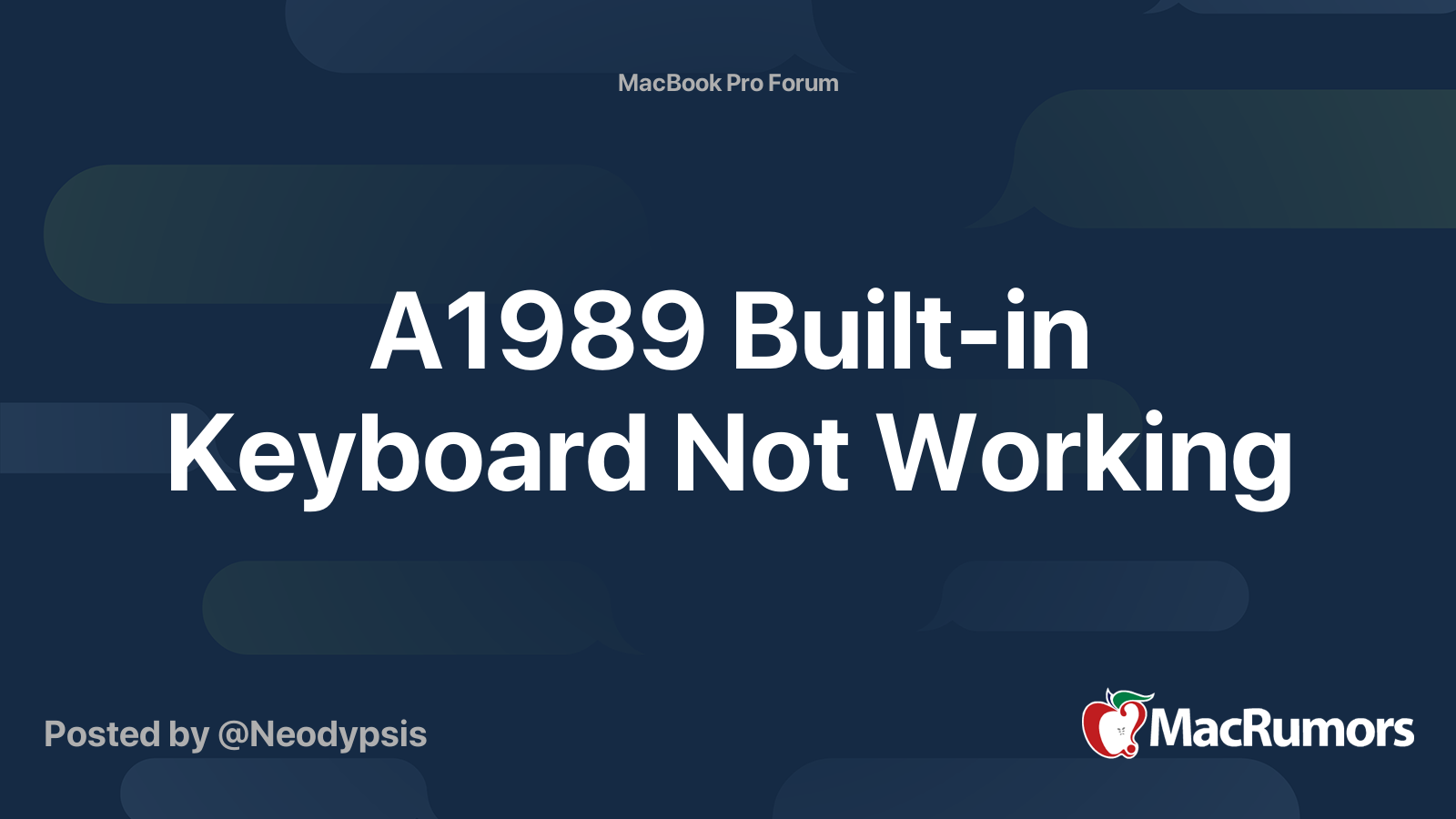 A1989 Builtin Keyboard Not Working MacRumors Forums