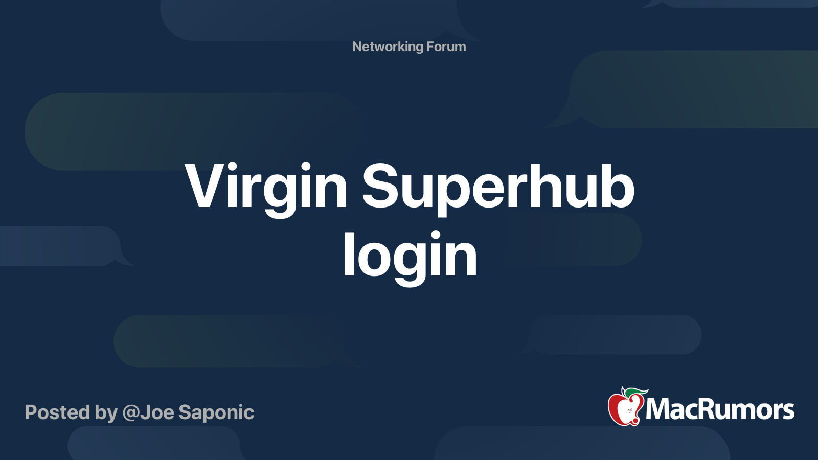 Virgin Superhub login MacRumors Forums