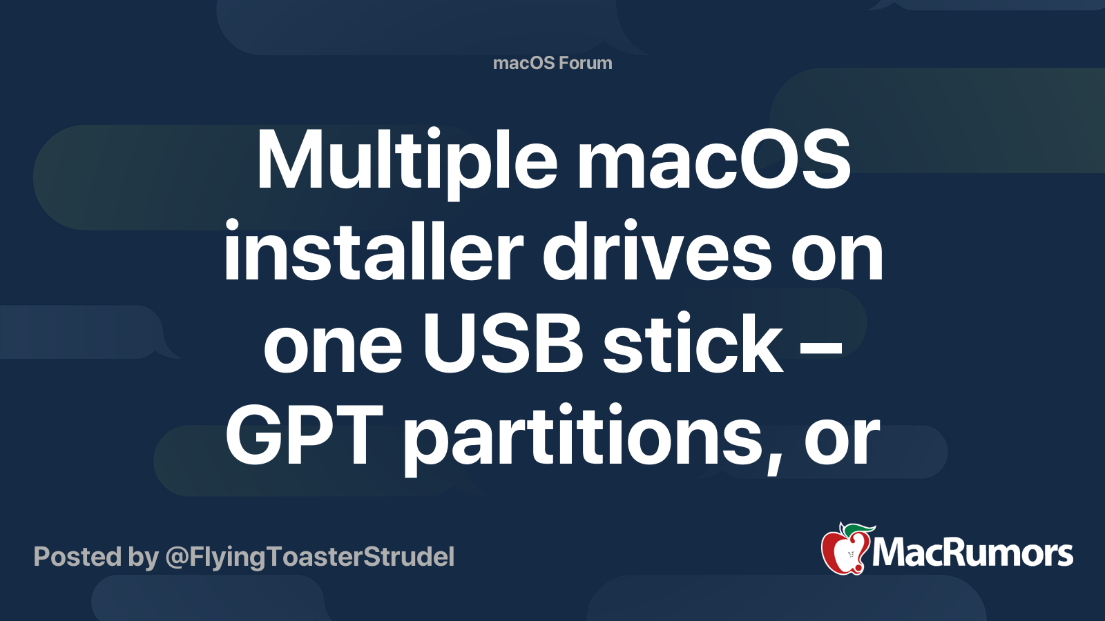 Multiple macOS installer drives on one USB stick GPT partitions, or