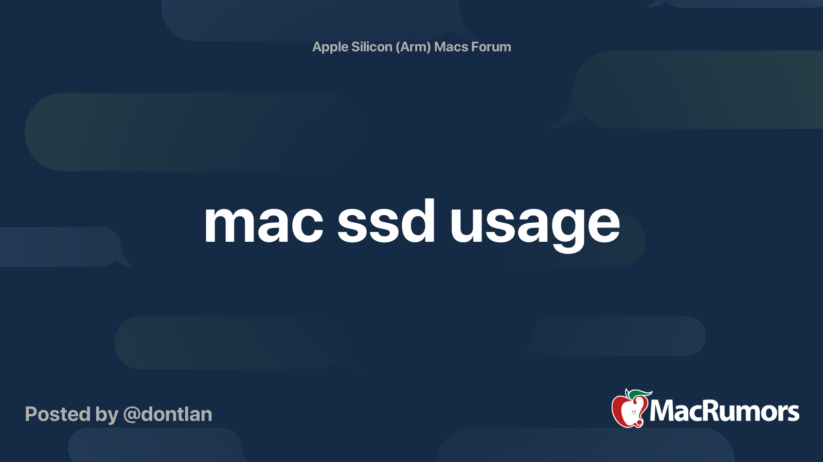 mac ssd usage | MacRumors Forums