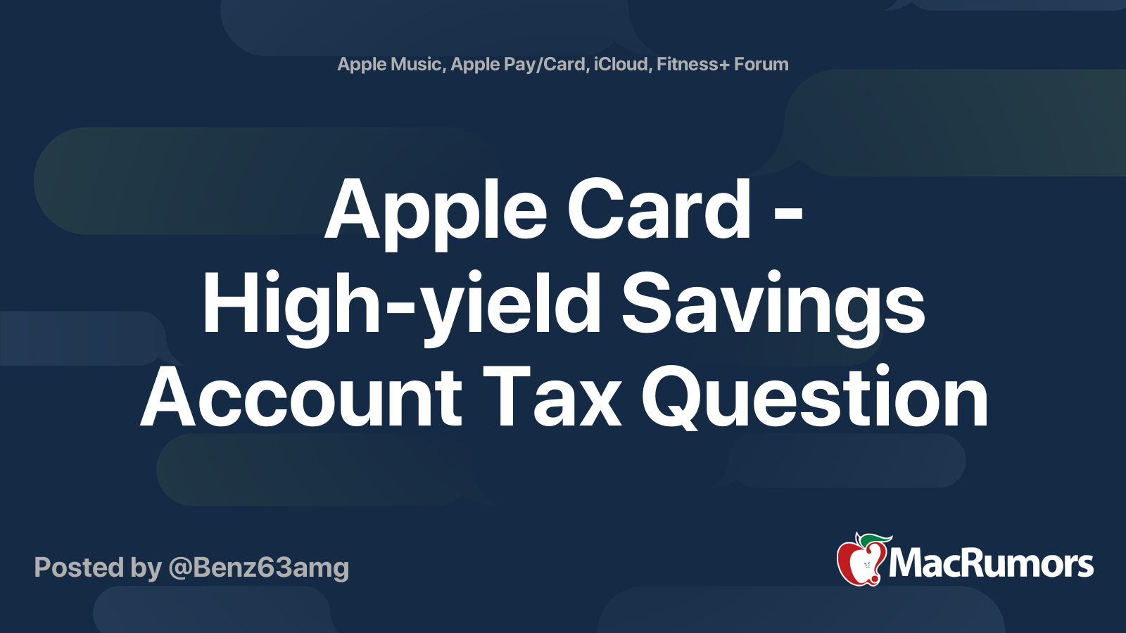 Apple Card - High-yield Savings Account Tax Question