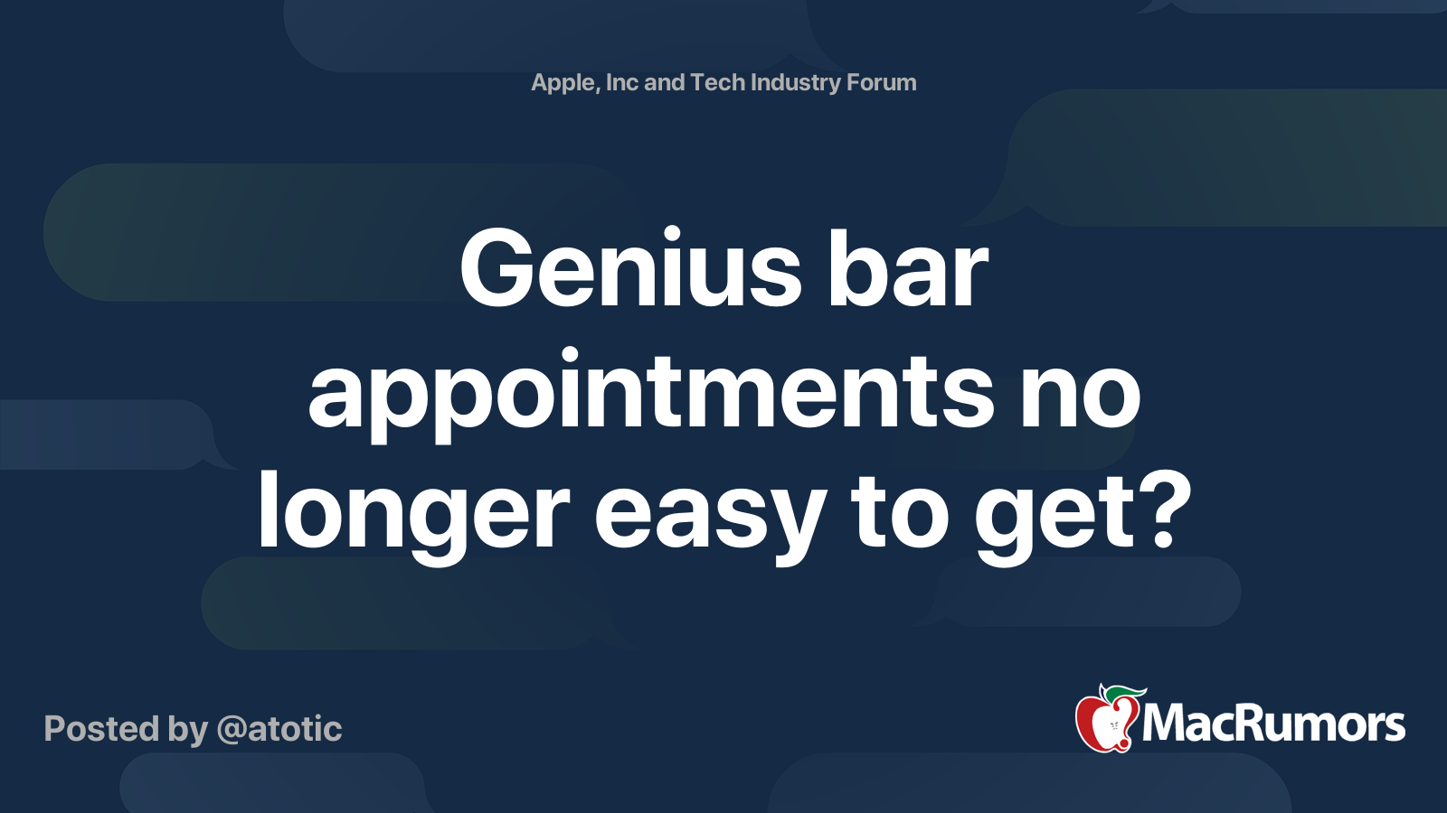 Genius bar appointments no longer easy to get? MacRumors Forums