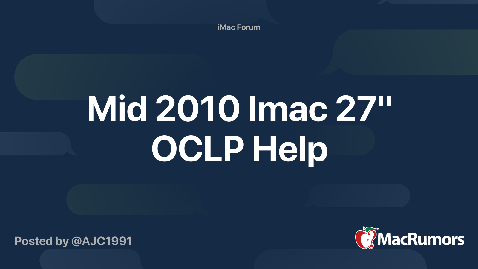 Mid 2010 Imac 27'' OCLP Help | MacRumors Forums