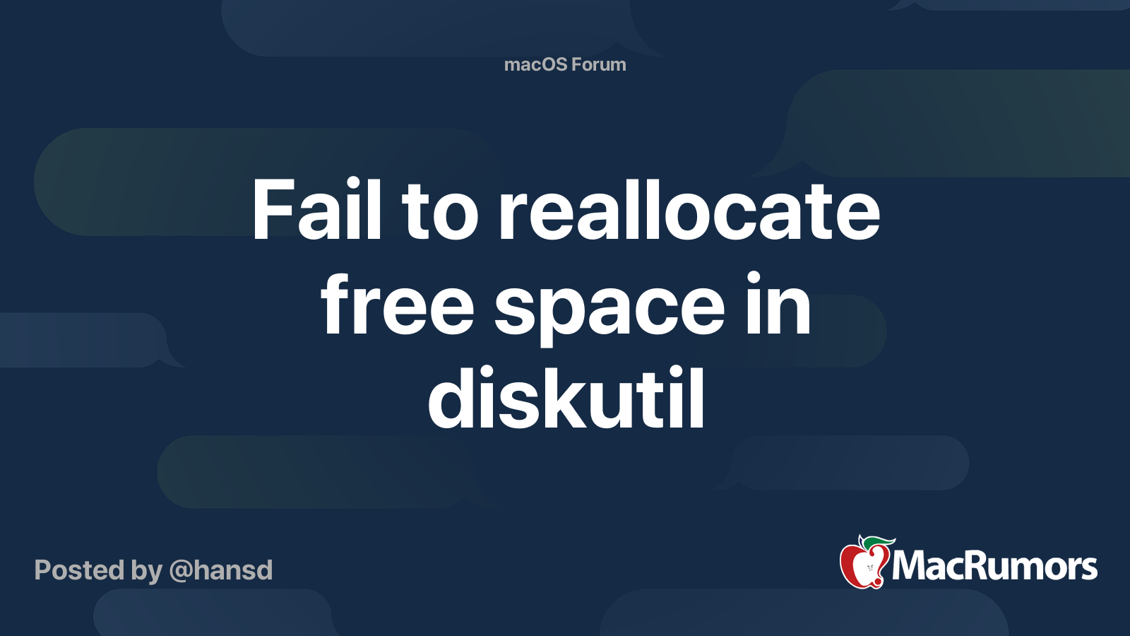 Fail to reallocate free space in diskutil | MacRumors Forums
