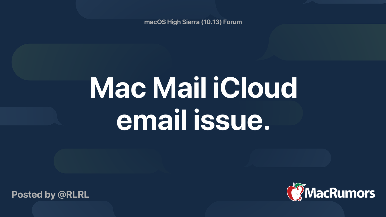 Mac Mail iCloud email issue. MacRumors Forums