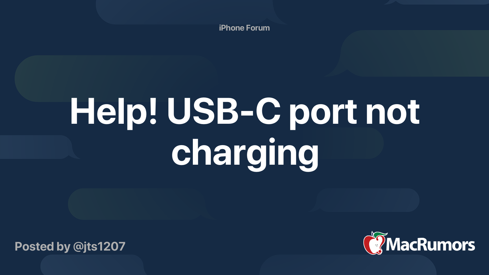 Help! USBC port not charging MacRumors Forums