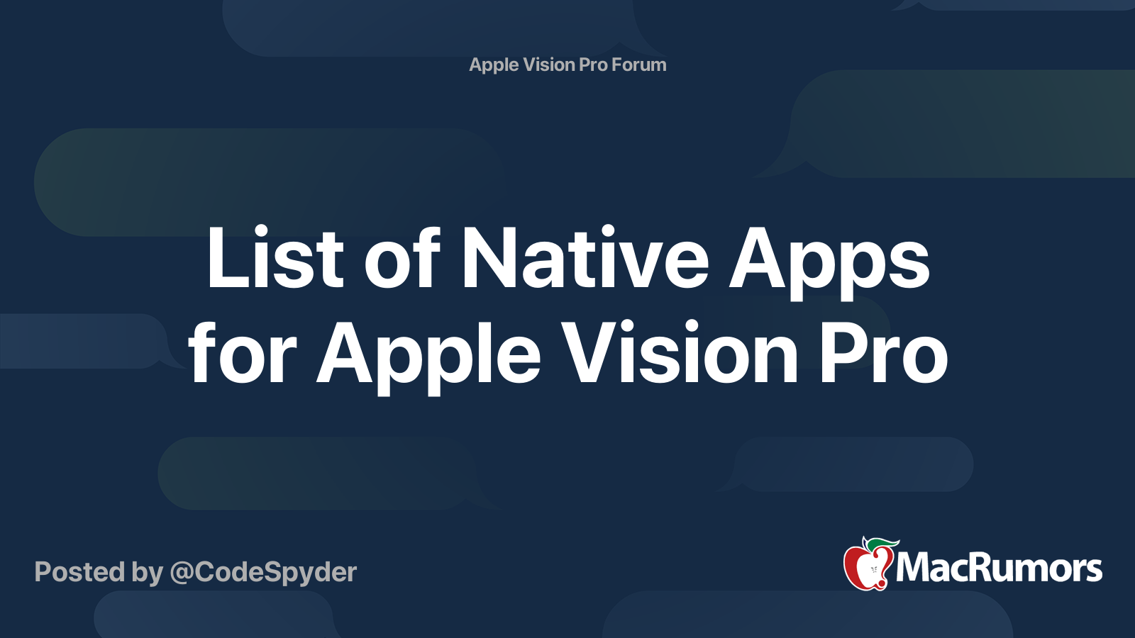 List of Native Apps for Apple Vision Pro | MacRumors Forums