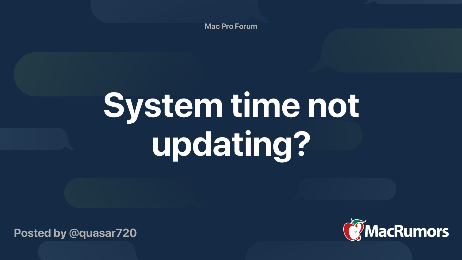 System time not updating? MacRumors Forums