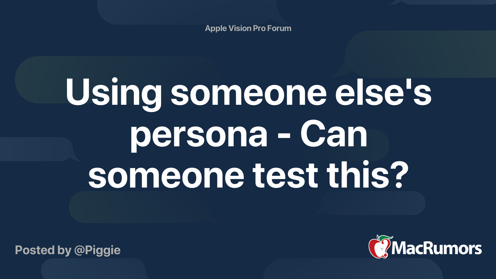 Using someone else's persona - Can someone test this? | MacRumors Forums