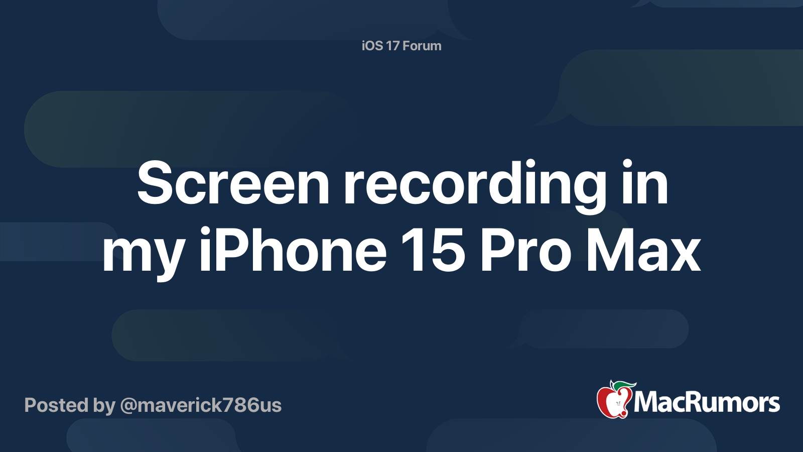 Screen recording in my iPhone 15 Pro Max | MacRumors Forums