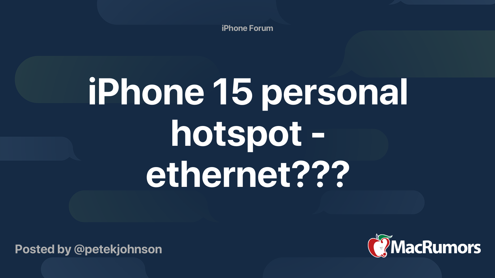 iPhone 15 personal hotspot MacRumors Forums