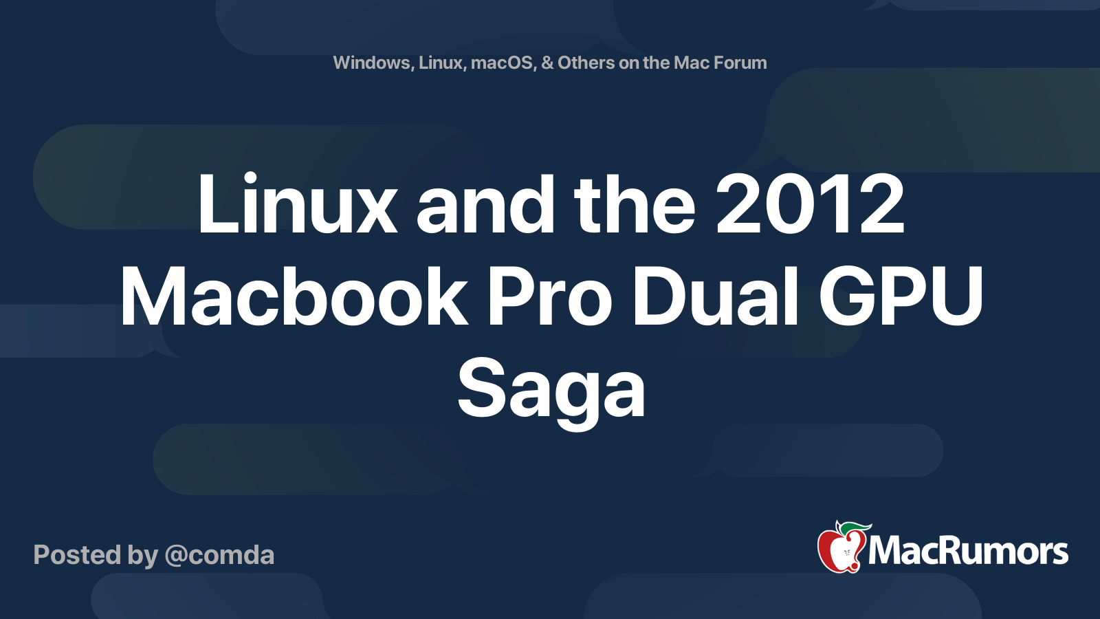 Linux and the 2012 Macbook Pro Dual GPU Saga MacRumors Forums