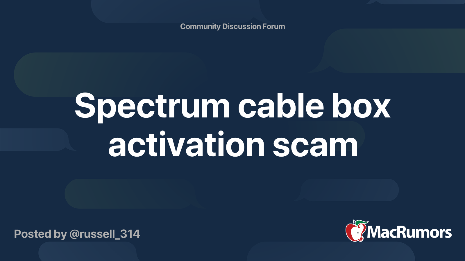 Spectrum cable box activation scam MacRumors Forums
