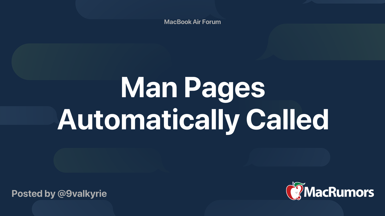 Man Pages Automatically Called MacRumors Forums